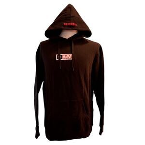 NWT DC x Marvel DEADPOOL Hoodie Sweatshirt Black Drawstring Pocket Embroidery M